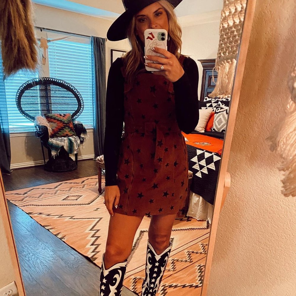 Star Print Corduroy Dress